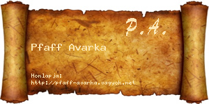 Pfaff Avarka névjegykártya